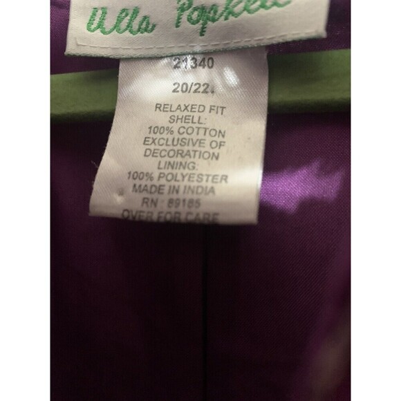 Ulla Popken Artsy Blazer Jacket Size 20/22 Purple Embroidered 1 Closure At Top - Picture 4 of 7